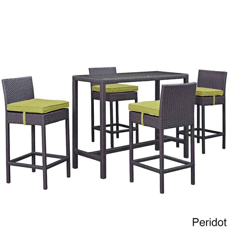Gather 5 Piece Outdoor Patio Pub Set - Espresso Peridot - Rattan/Synthetic