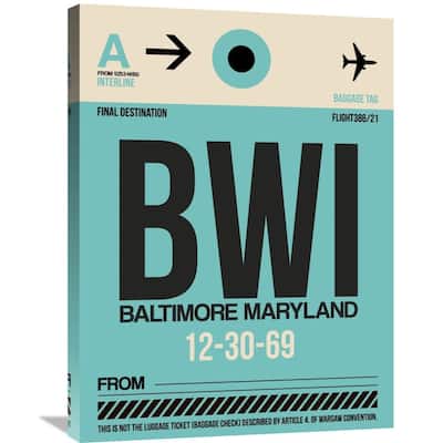 Naxart Studio 'BWI Baltimore Luggage Tag 1' Stretched Canvas Wall Art