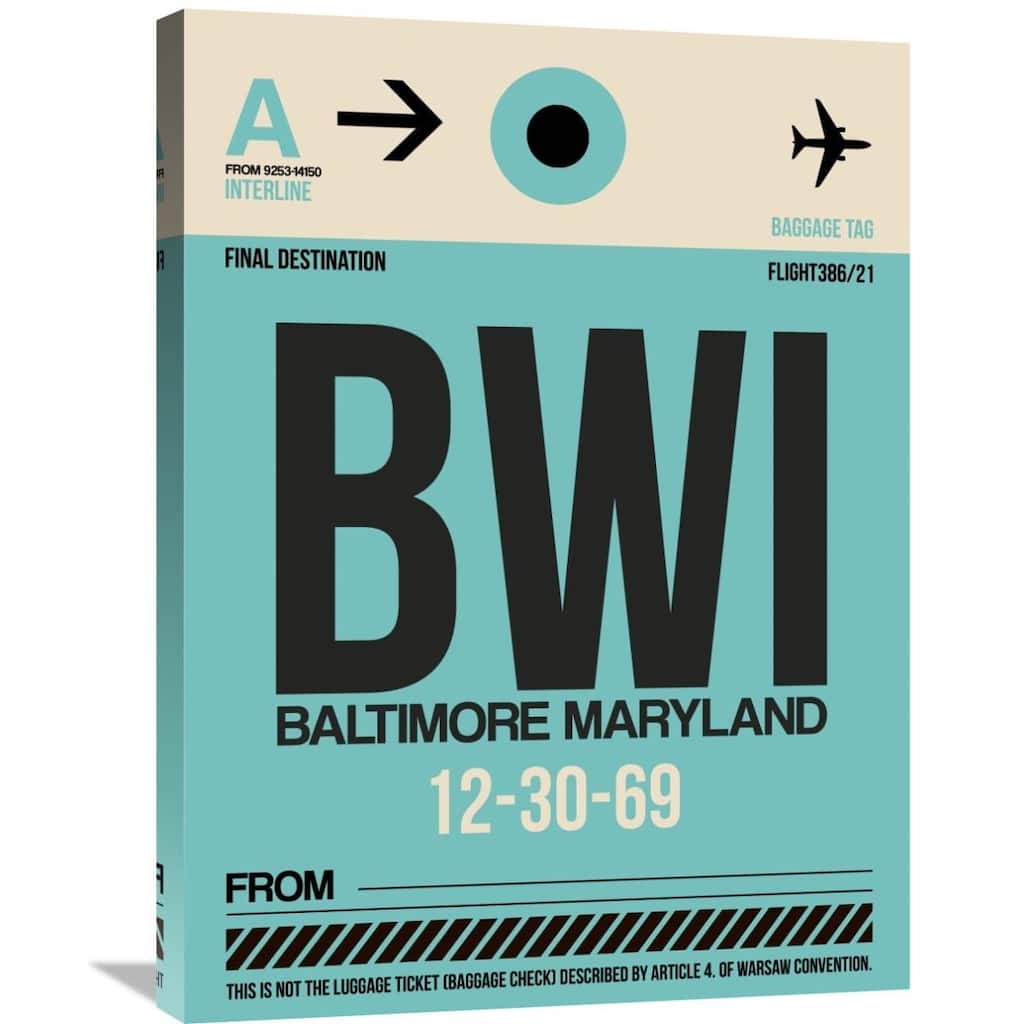 Naxart Studio 'BWI Baltimore Luggage Tag 1' Stretched Canvas Wall Art