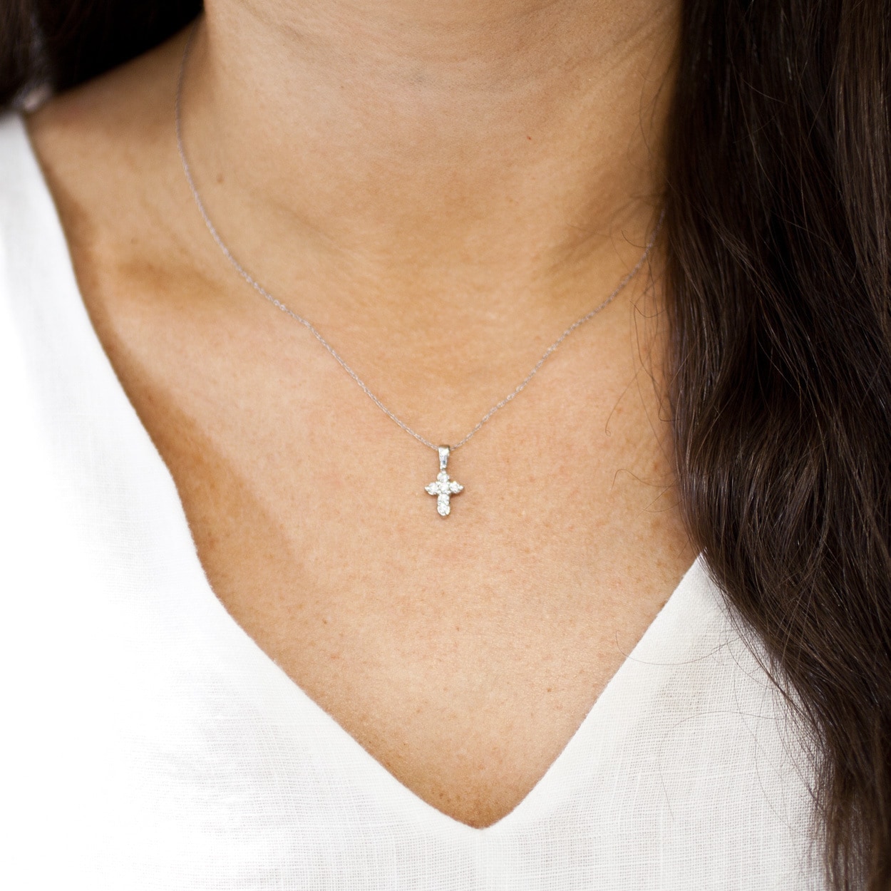 TrioStar 1 Carat Simulated Diamond 10K Yellow Gold Over Mini Cross Pendant Necklace for Women TrioStar 1 Carat Simulated Diamond 10K Yellow Gold Over Mini Cross Pendant Necklace for Women