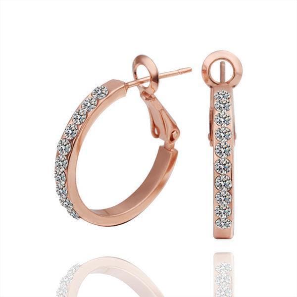 Vienna Jewelry 18K Rose Gold Hoop Earrings Covered with Jewels Made with Swarovksi Elements