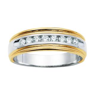 Boston Bay Diamonds Men S Wedding Bands Groom Rings Boston Bay Diamonds 14k White And Yellow Gold Men S 1 3ct Tdw Diamond Band