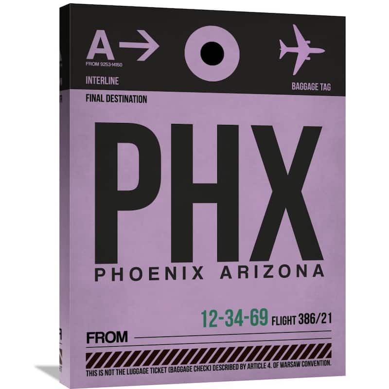 Naxart Studio 'PHX Phoenix Luggage Tag 1' Stretched Canvas Wall Art
