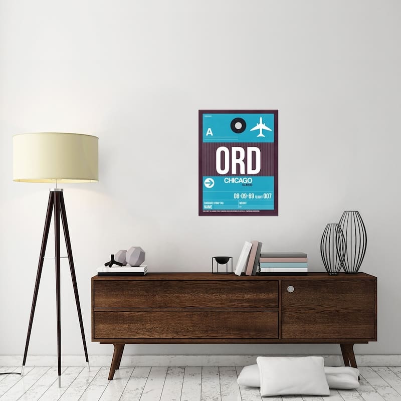 Naxart Studio 'ORD Chicago Luggage Tag 1' Stretched Canvas Wall Art - Multi