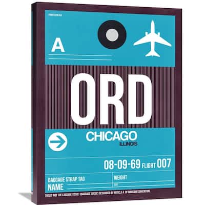 Naxart Studio 'ORD Chicago Luggage Tag 1' Stretched Canvas Wall Art - Multi