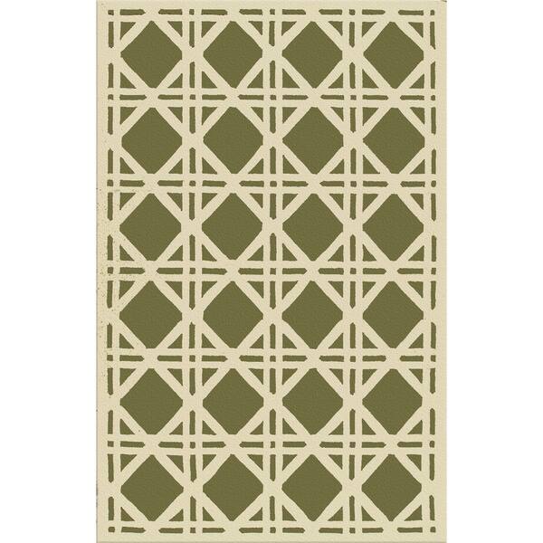 Hand-Hooked Cane Green /Acrylic Rug (5'X8') - Bed Bath & Beyond - 11589187