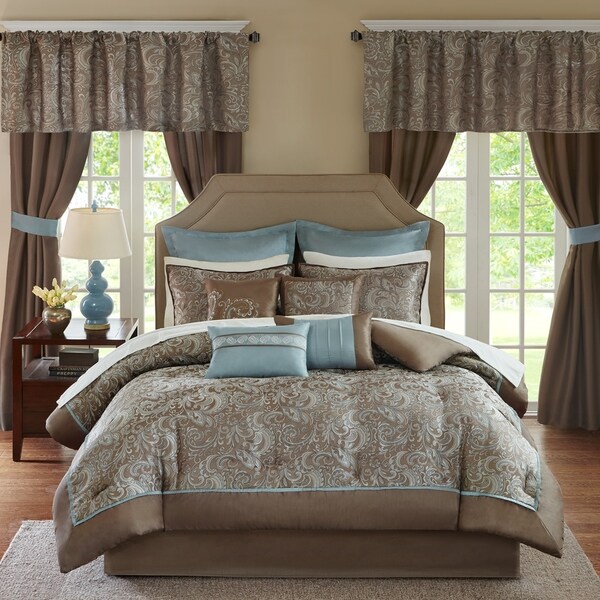 Madison Park Essentials Cadence 24-Piece Room in a Bag-Window Panels & Sheet Set Included