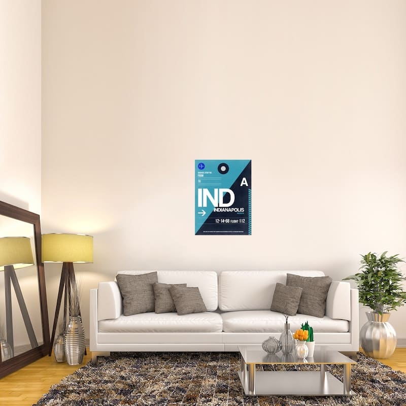 Naxart Studio 'IND Indianapolis Luggage Tag 2' Stretched Canvas Wall Art