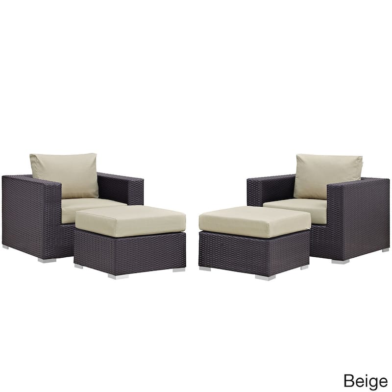 Gather 4 Piece Outdoor Patio Sectional Set - Espresso Beige