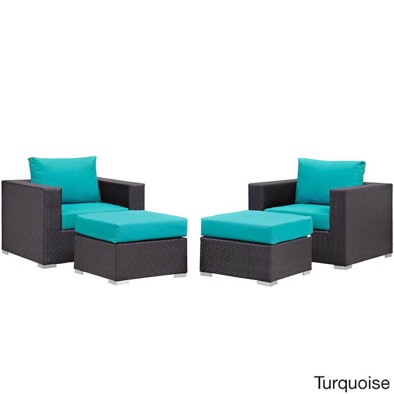 Gather 4 Piece Outdoor Patio Sectional Set - Espresso Turquoise