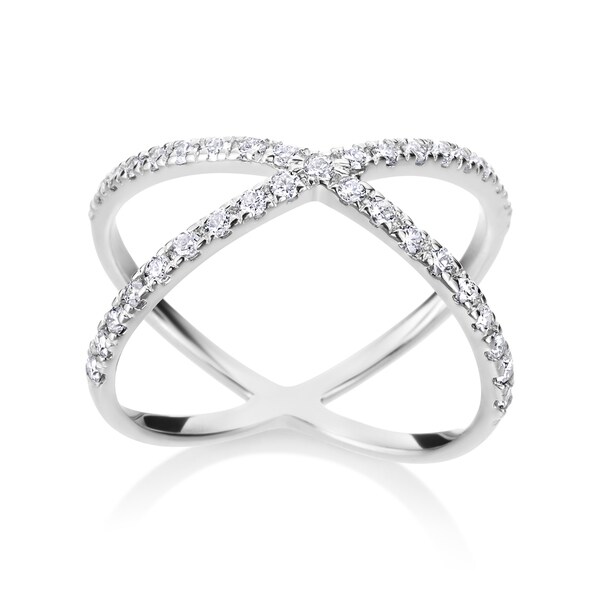 Shop SummerRose 14k White Gold 2 5ct TDW Diamond Criss Cross Ring On   Andrew Charles 14k White Gold 2 5ct TDW Diamond Criss Cross Ring H I SI1 SI2 5145dab4 2435 4460 9e5f F549370878f5 600 