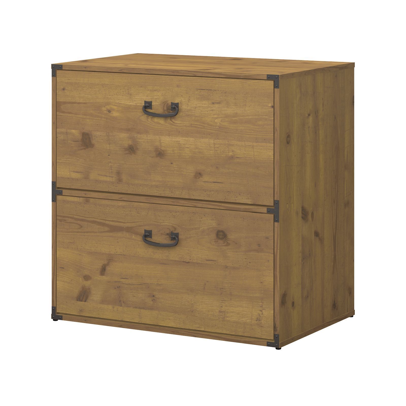 kathy ireland Office Ironworks 2 Drawer Mobile File Cabinet in Pine 