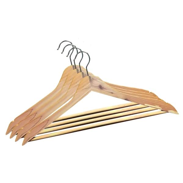 slide 1 of 2, Red Cedar Wood Suit Hangers with Lavender Scent, Box of 4 Flat Hangers with Notches