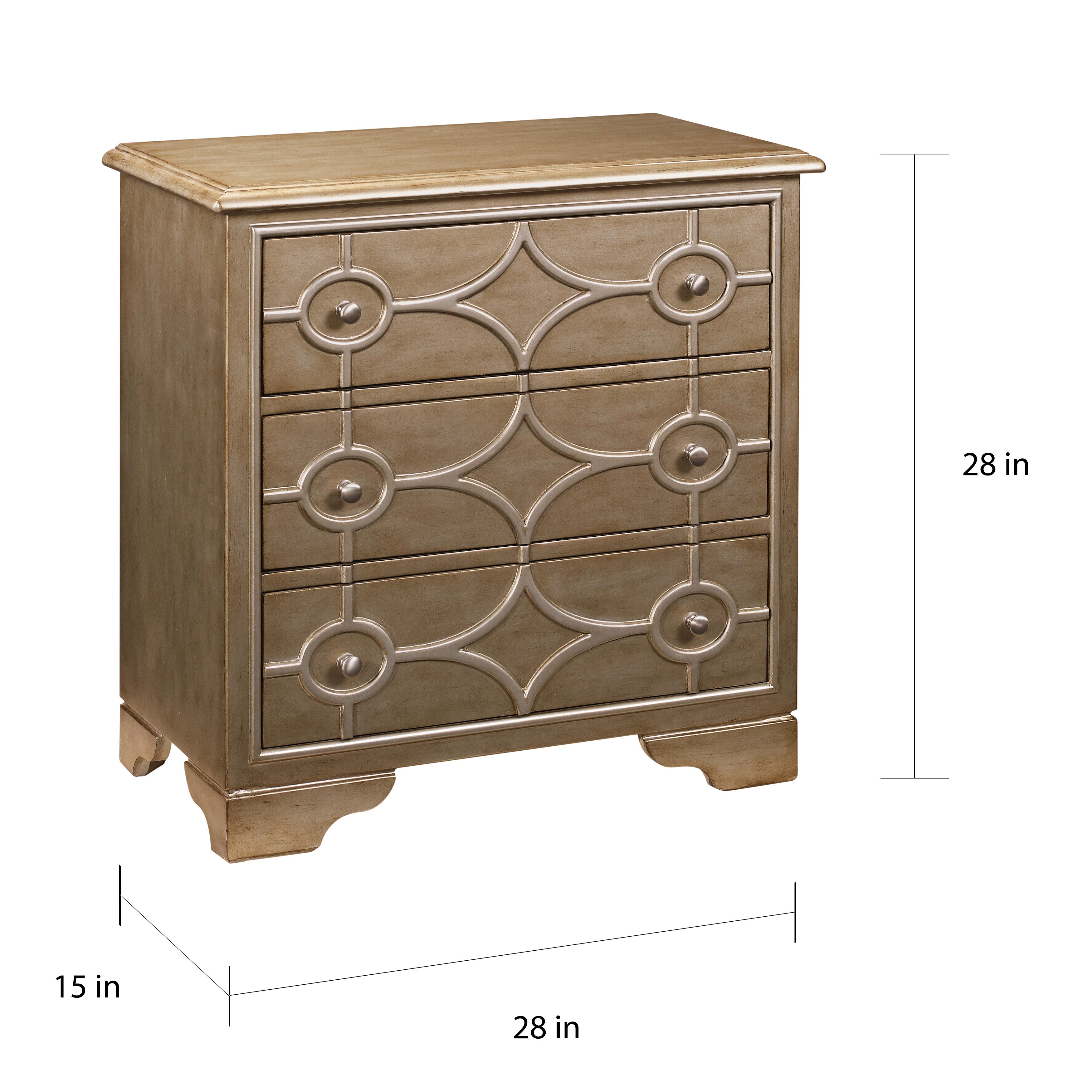 Shop Gleaming Gold Diamond Overlay Drawer Chest Free Shipping