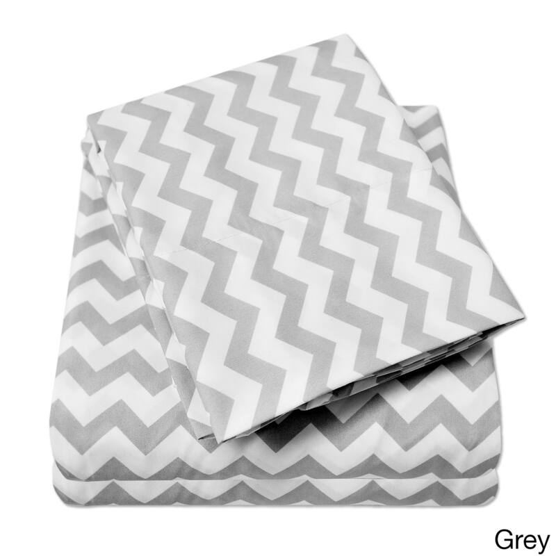 Incredibly Soft 4-Piece Chevron Bed Sheet Set - Grey - Sheet Set/Printed/Wrinkle Resistant - Queen