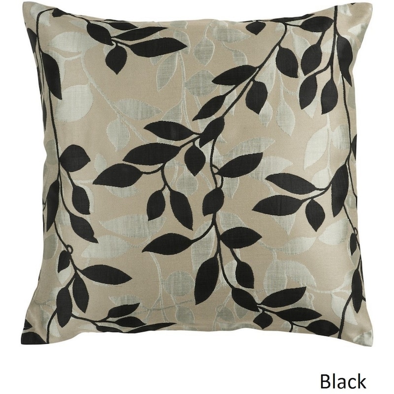 Decorative Skegness 18-inch Leaves Pillow Cover - Black