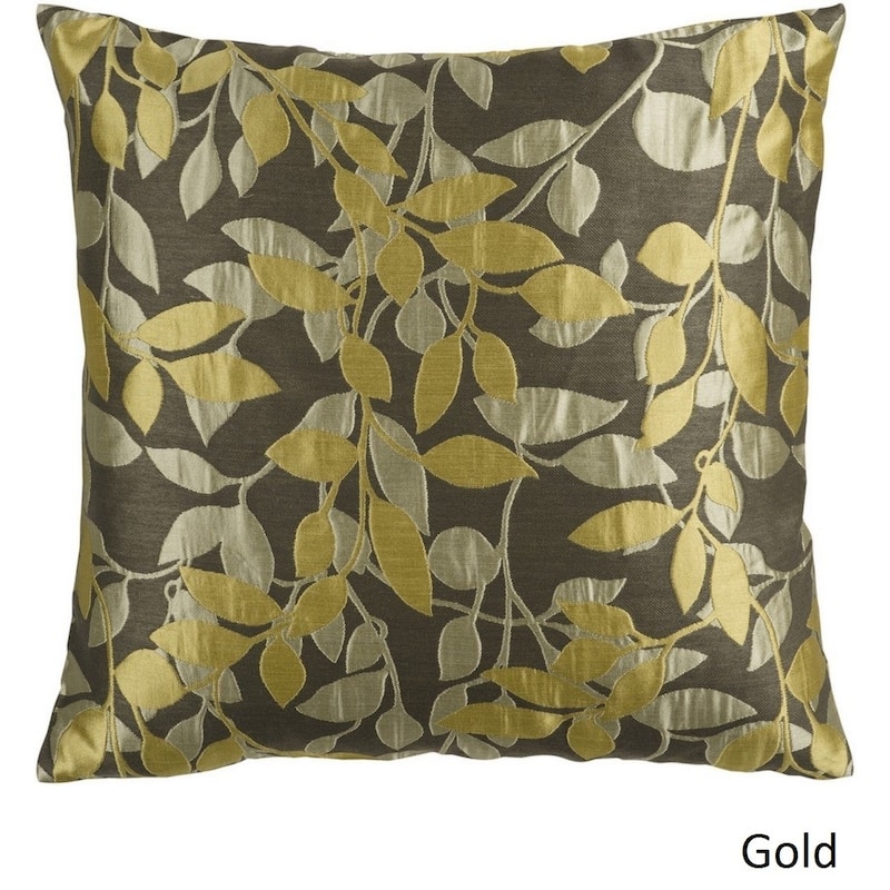 Decorative Skegness 18-inch Leaves Pillow Cover - Gold