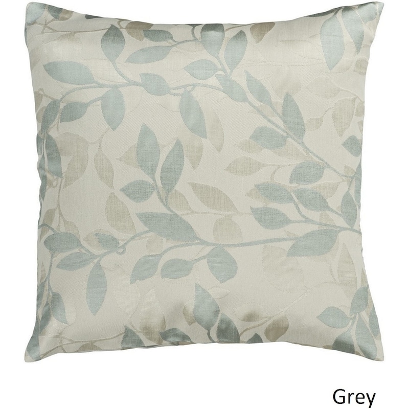 Decorative Skegness 18-inch Leaves Pillow Cover - Grey