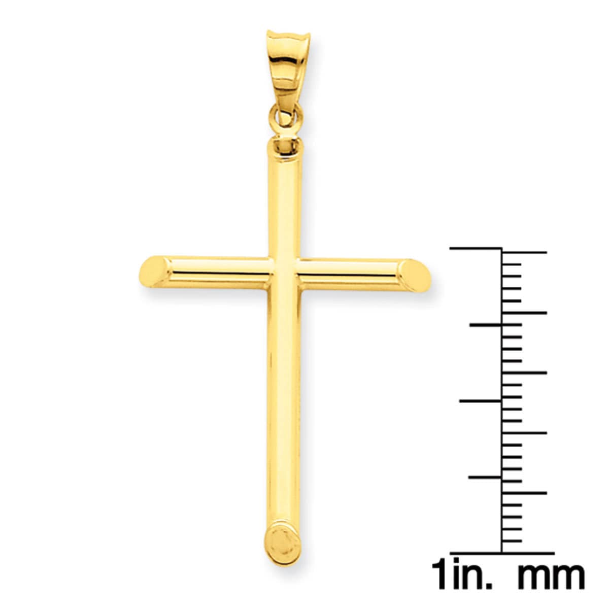 14K White Gold Hollow Cross Charm Pendant