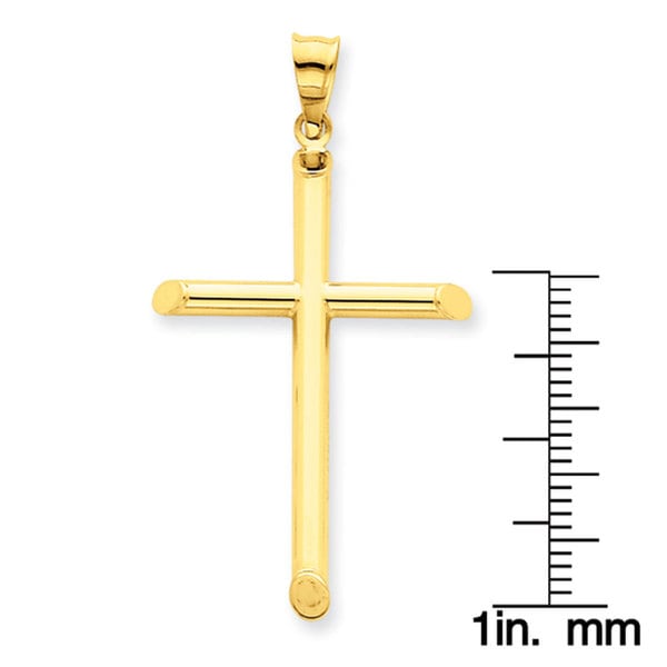 14k Yellow Gold 3-D Hollow Cross Pendant