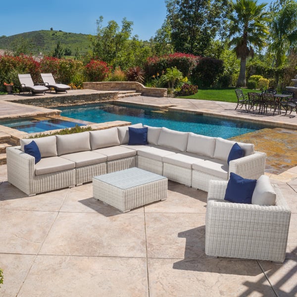 Shop Santa Rosa Outdoor 9 Piece Wicker Seating Sectional Set With