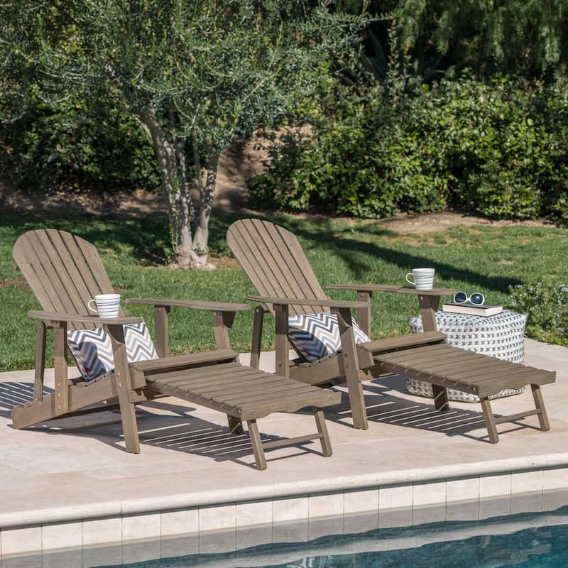 Hayle Reclining Wood Adirondack Chair (Set of 2) by Christopher Knight Home - Grey