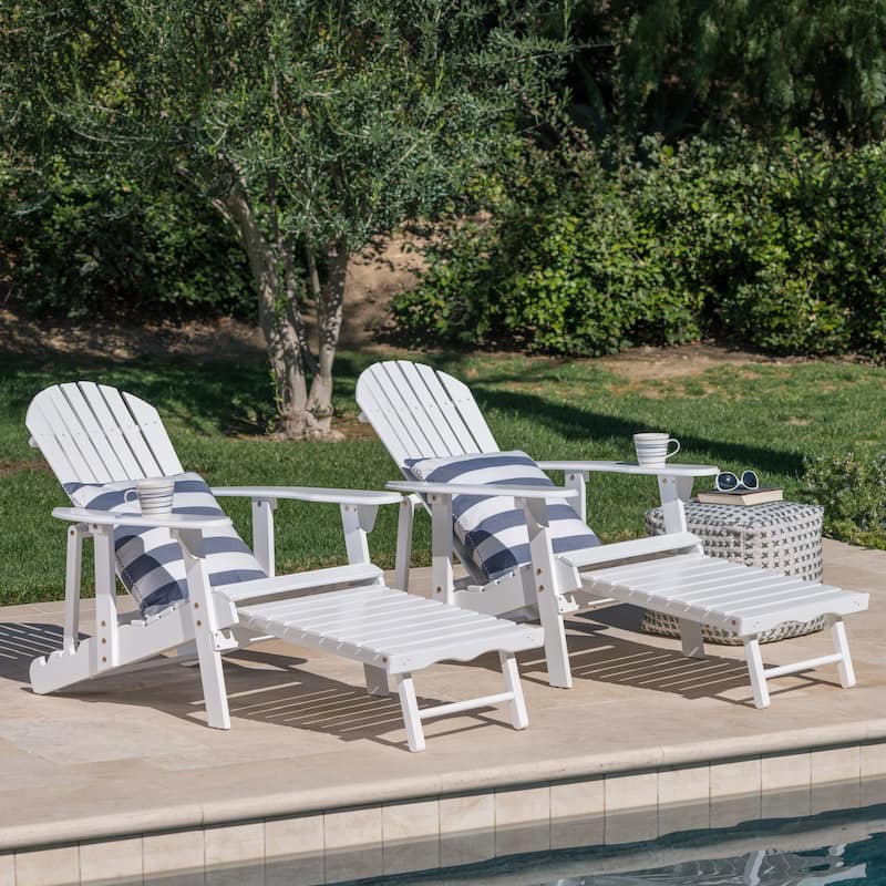 Hayle Reclining Wood Adirondack Chair (Set of 2) by Christopher Knight Home - White