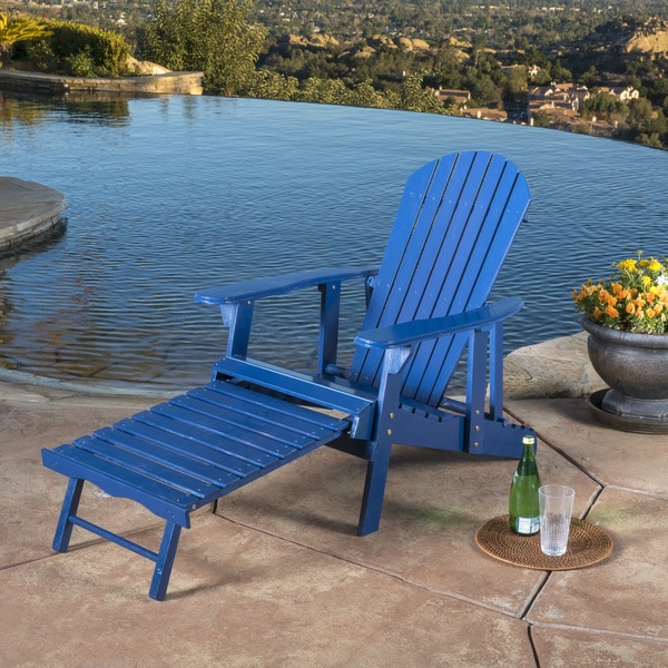 reclining wood adirondack chair with footrest