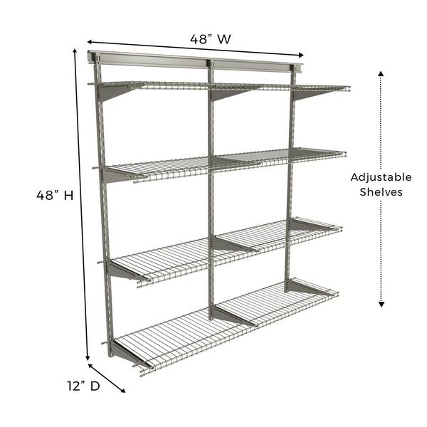 Shop Closetmaid Shelftrack 4 Shelf Nickel Wire Shelving Unit
