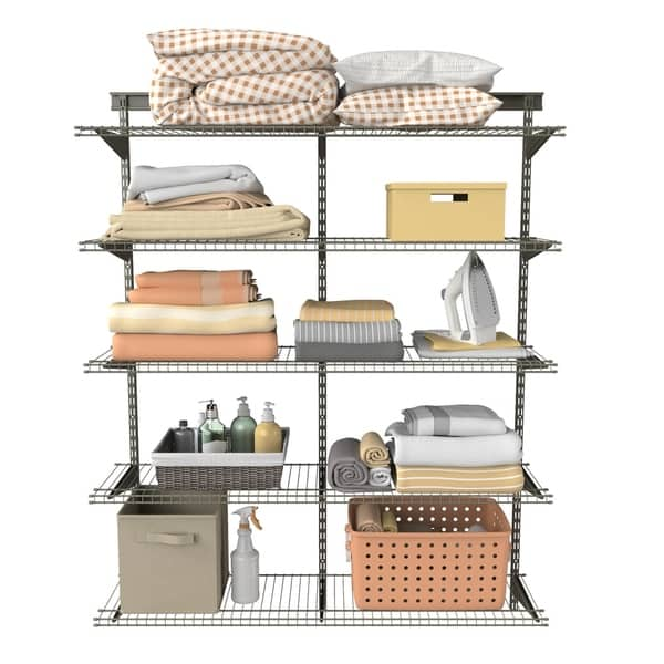 Shop Closetmaid Shelftrack 5 Shelf Nickel Wire Shelving Unit