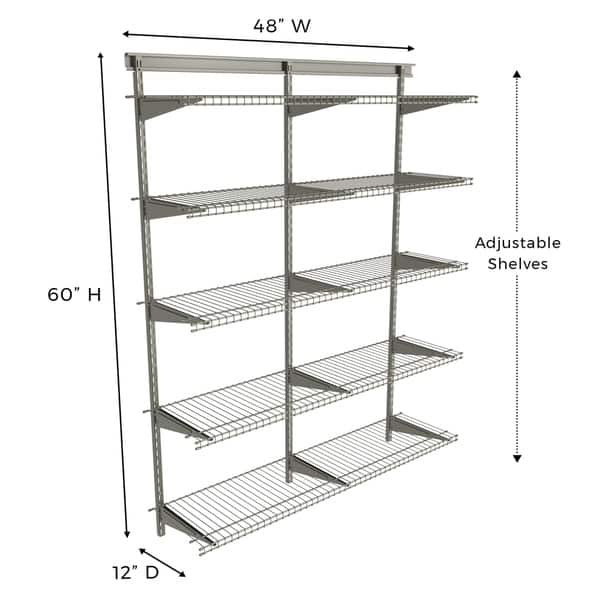 Shop Closetmaid Shelftrack 5 Shelf Nickel Wire Shelving Unit