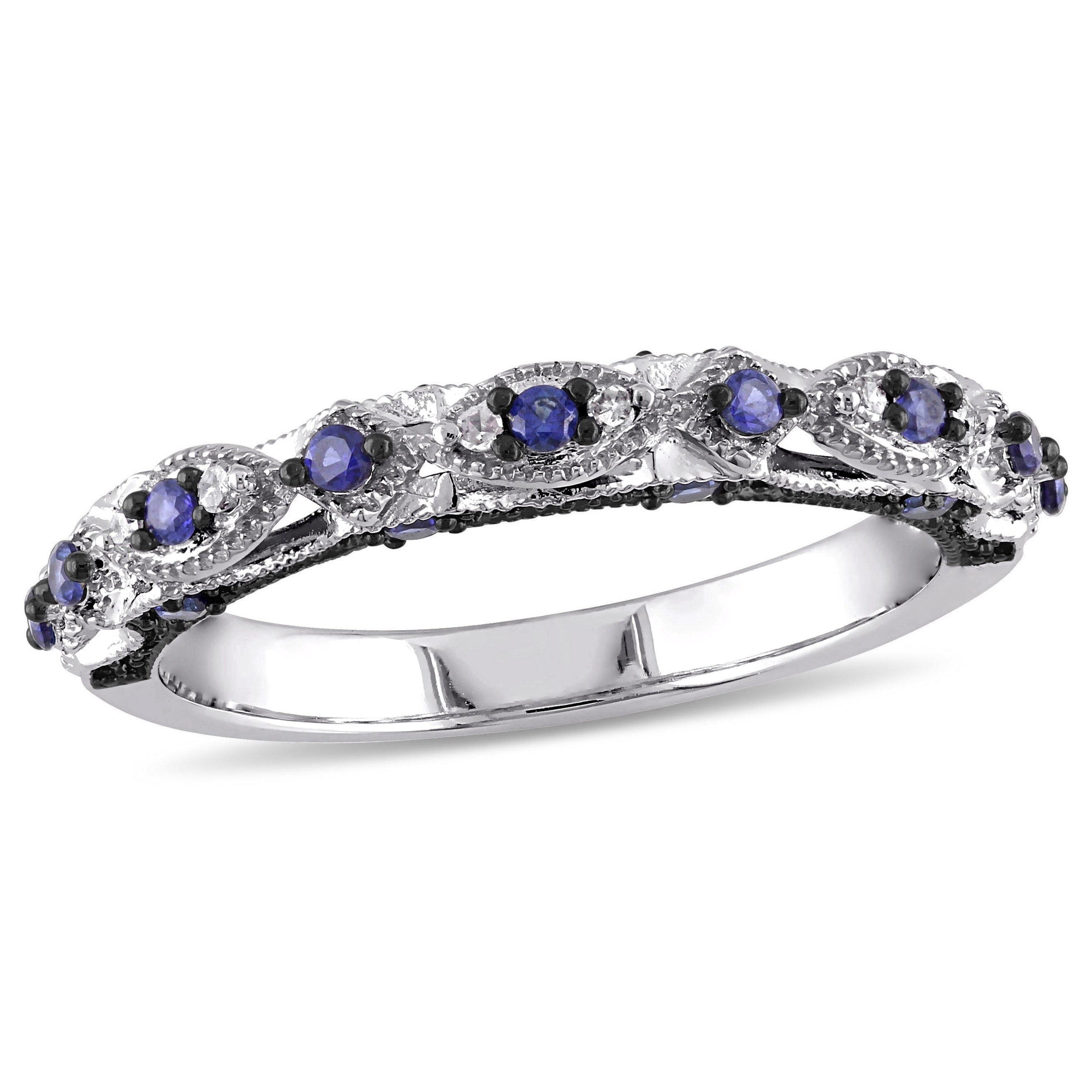 Mother’s Day Full Eternity Band Created Sapphire Wedding Ring 10K Gold $745