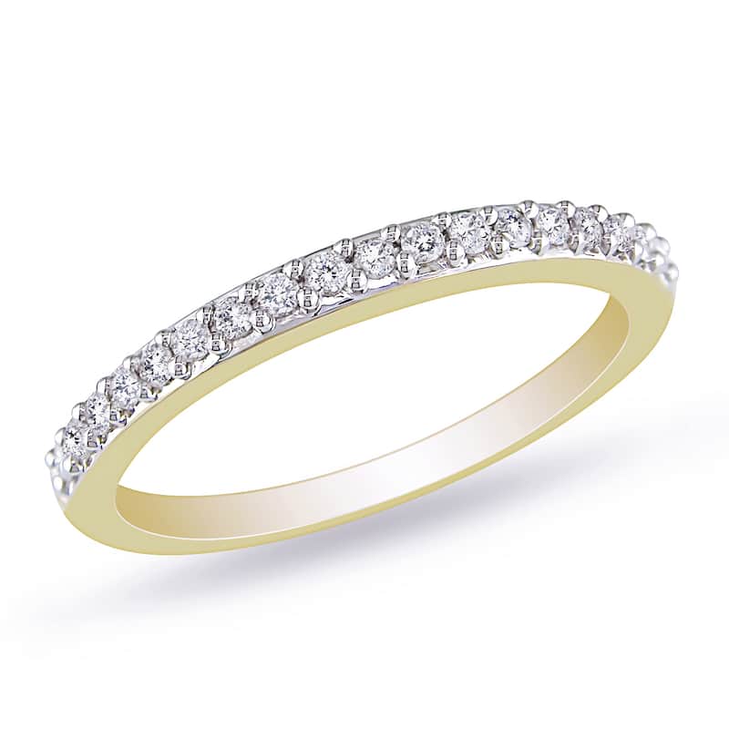 Miadora 10k Yellow Gold 1/4ct TDW Diamond Wedding Band - White