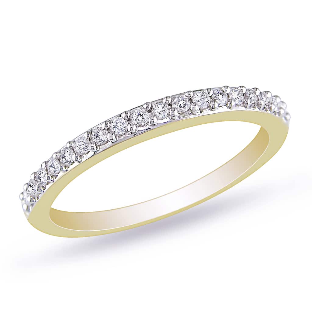 Miadora 10k Yellow Gold 1/4ct TDW Diamond Wedding Band - White