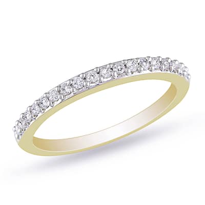 Miadora 10k Yellow Gold 1/4ct TDW Diamond Wedding Band - White