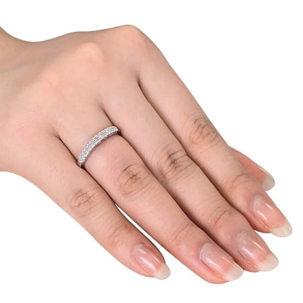 Miadora 10k White Gold Diamond Accent Anniversary Heart Ring