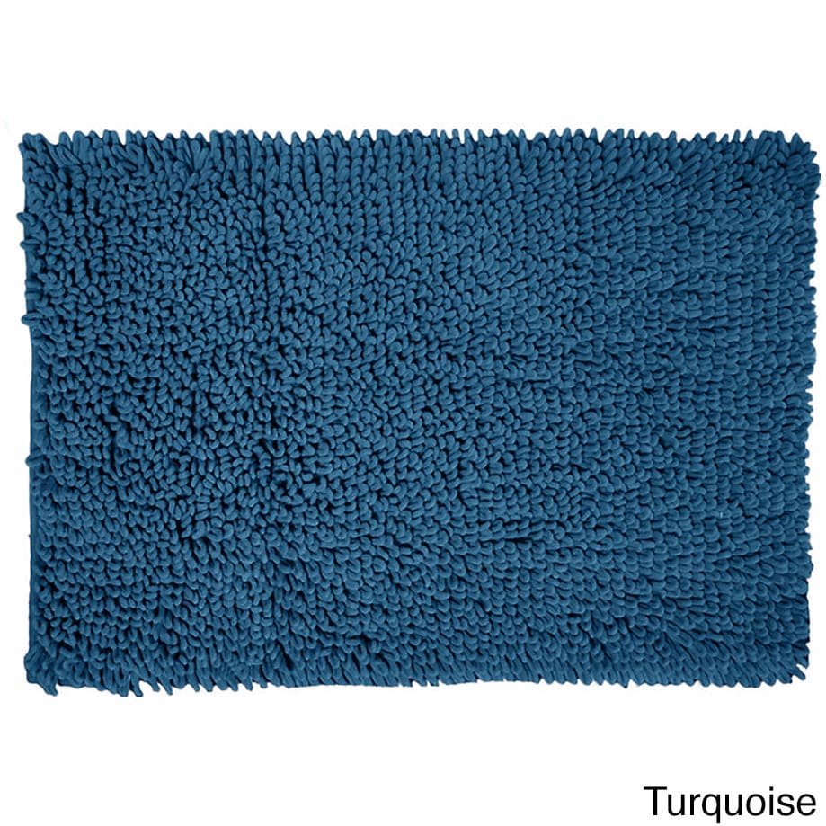 2-Pack Chenille Noodle 21x34 inch bath mat with non-slip Blue