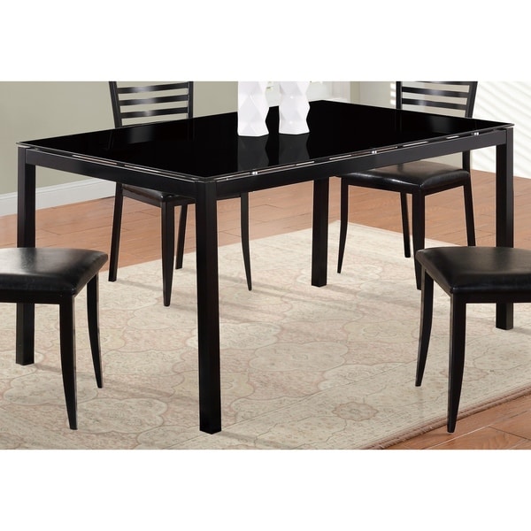 Shop Modern Black Glass Top Dining Table Overstock 11592517