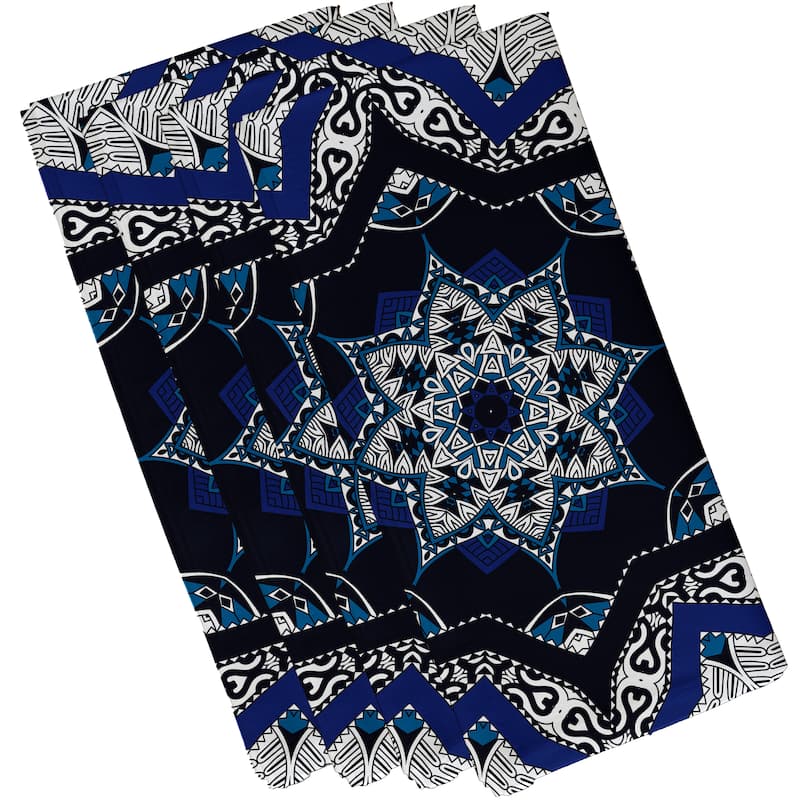 19-inch x 19-inch Shawl Geometric Print Napkin - Navy