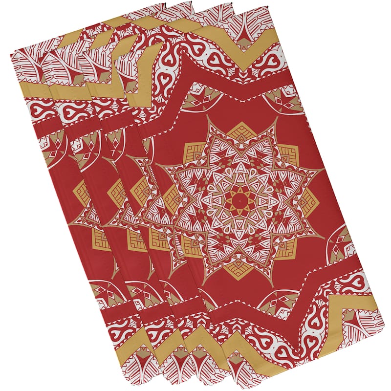 19-inch x 19-inch Shawl Geometric Print Napkin - Orange