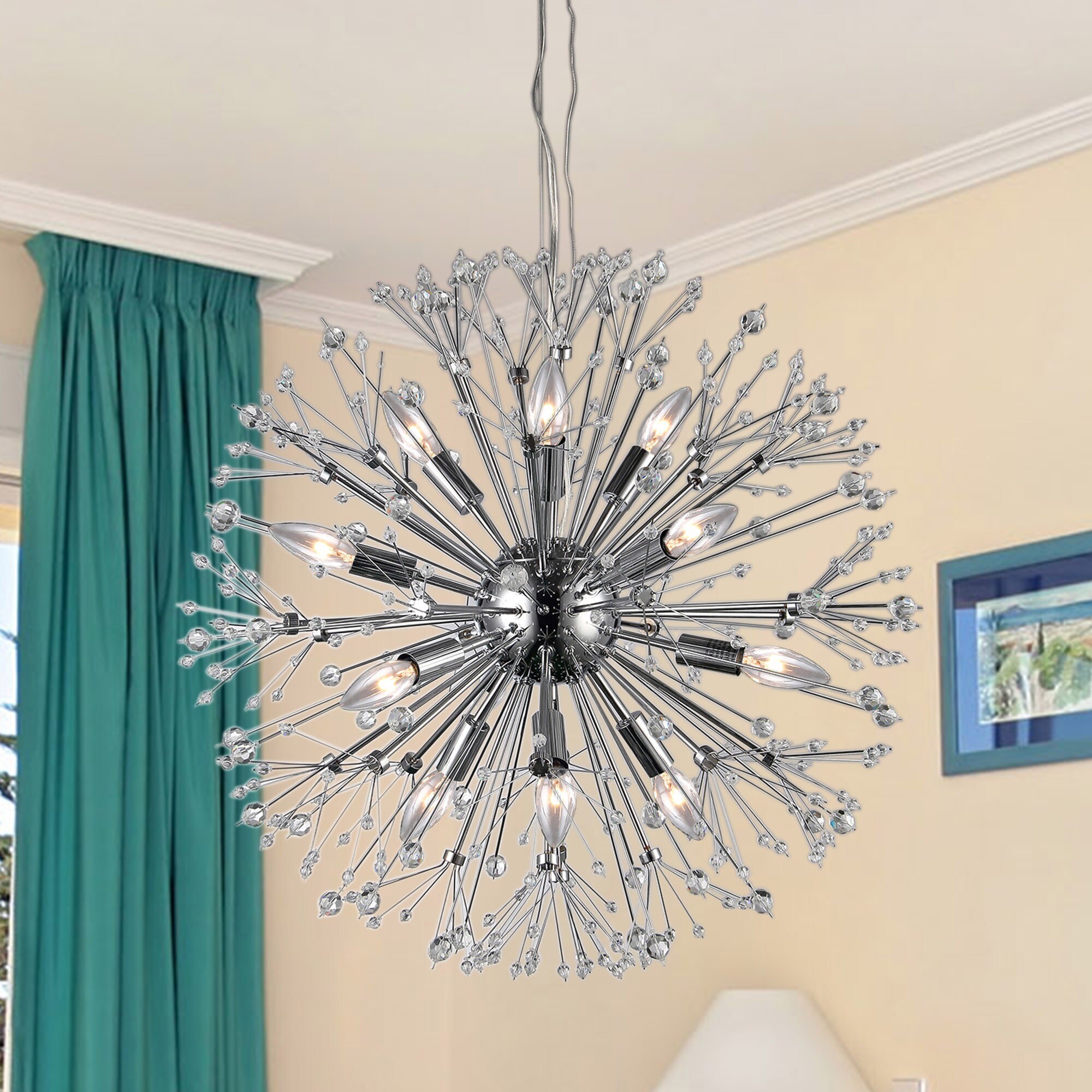 Eupifinia 12-light Crystal 24-inch Spherical Chandelier (12-light Crystal 24-inch Spherical Chandelier) - Chandeliers For Bedrooms by Overstock.com