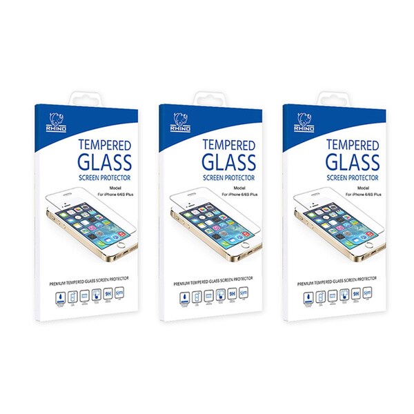 Rhino 9H Hardness Tempered Glass Screen Protector for Apple iPhone 6/ 6s Plus (Pack of 3)