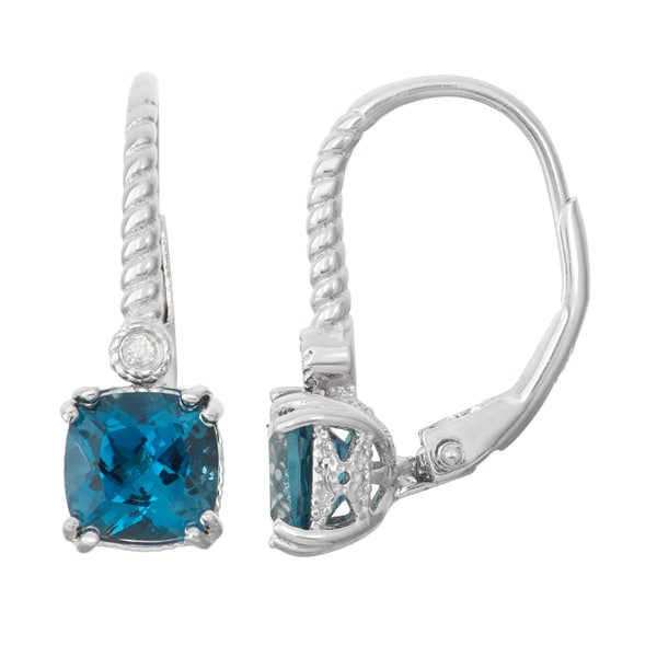 Gioelli Diamond Accent Sterling Silver London Blue Topaz Gioelli Diamond Accent Sterling Silver London Blue Topaz Leverback Earrings