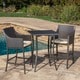 Riga Outdoor 3-piece Wicker Bistro Bar Set with Cushion by Christopher Knight Home - Thumbnail 1