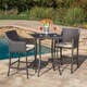 Riga Outdoor 3-piece Wicker Bistro Bar Set with Cushion by Christopher Knight Home - Thumbnail 0