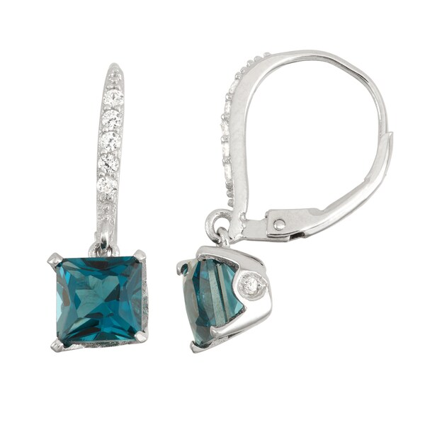 Gioelli Sterling Silver Diamond Accent London Blue Topaz Gioelli Sterling Silver Diamond Accent London Blue Topaz Leverback Earrings