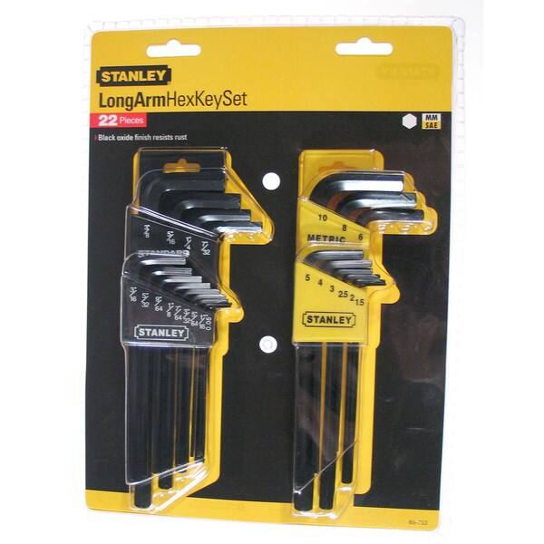 shop stanley hand tools 85 753 22 piece long arm hex key set overstock 11593634 stanley hand tools 85 753 22 piece long arm hex key set