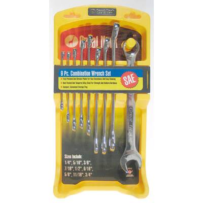 Great Neck 4928 9 Peice SAE Combination Wrench Set