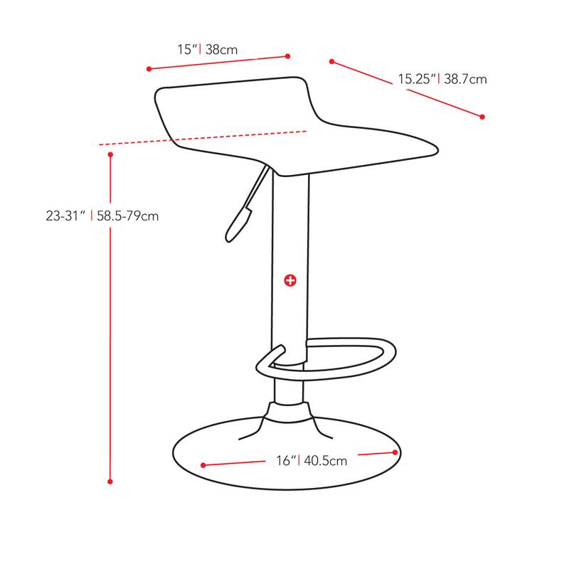 Low Back Adjustable PU Bar Stool (Set of 2)