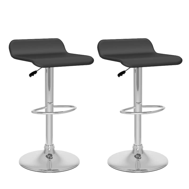 Low Back Adjustable PU Bar Stool (Set of 2)